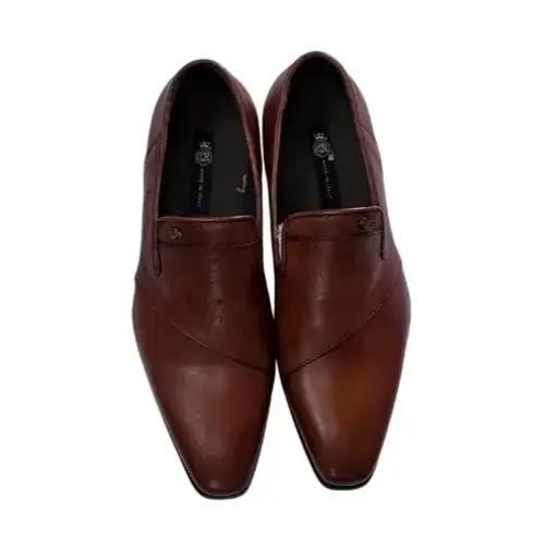 Brown Embossed Leather Loafer